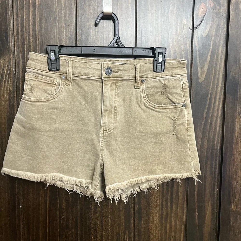 Kut From The Kloth‎-High Rise 3" Jean Shorts, Size 4-Beige/Tan - Picture 3 of 6